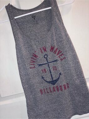 Billabong Gray Tank with Navy Anchor and Maroon Text